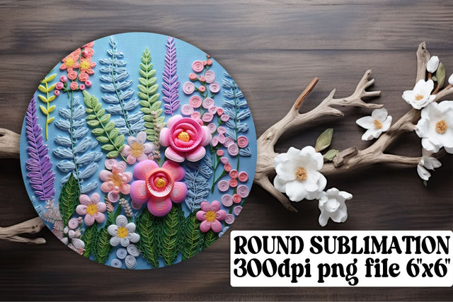 Sublimation Elegance - Embroidered Flowers, Circle, Keychain, Car Coaster Sublimation afrosvg 