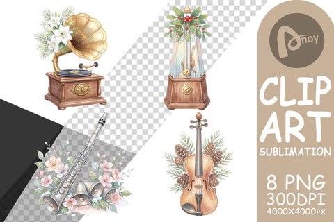 Sublimation Elegant Musical Holiday Watercolor Sublimation artnoy 