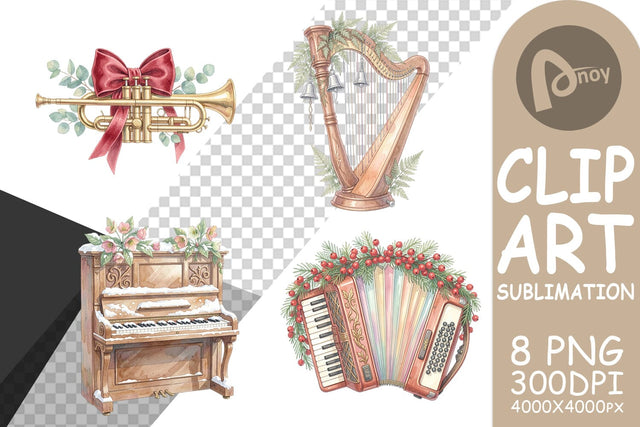 Sublimation Elegant Musical Holiday Watercolor Sublimation artnoy 