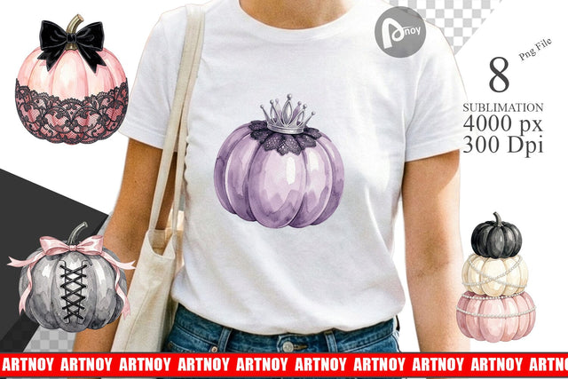 Sublimation Elegant Soft Goth Pumpkin Watercolor Sublimation artnoy 