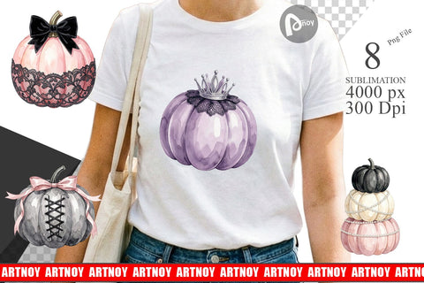 Sublimation Elegant Soft Goth Pumpkin Watercolor Sublimation artnoy 
