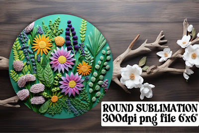 Sublimation Essentials - 3D Embroidered Flowers, Circle, Keychain, Car Coaster Sublimation afrosvg 