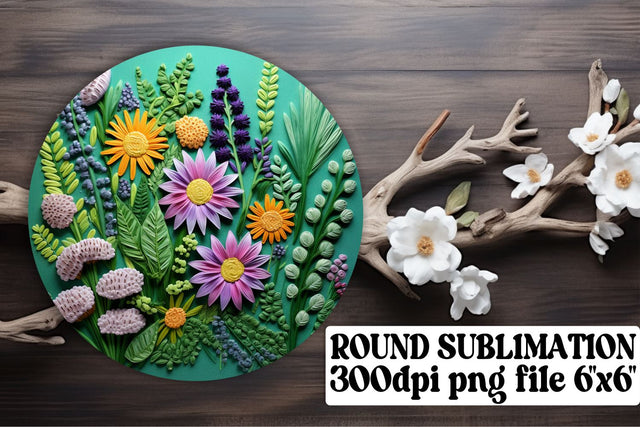 Sublimation Essentials - 3D Embroidered Flowers, Circle, Keychain, Car Coaster Sublimation afrosvg 