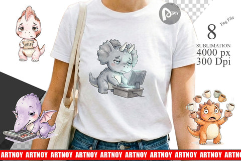 Sublimation Exhausted Office Dinosaur Sublimation artnoy 