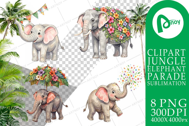 Sublimation Festive Carnival Elephant Watercolor Sublimation artnoy 