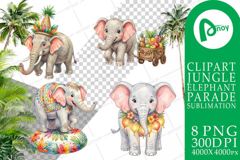 Sublimation Festive Carnival Elephant Watercolor Sublimation artnoy 