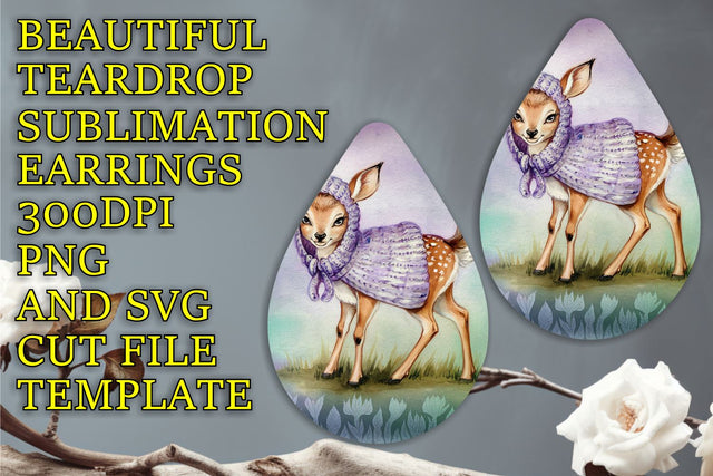 sublimation file, Creative PNG template for teardrop earrings, Animals Sublimation HoodArtCraft 