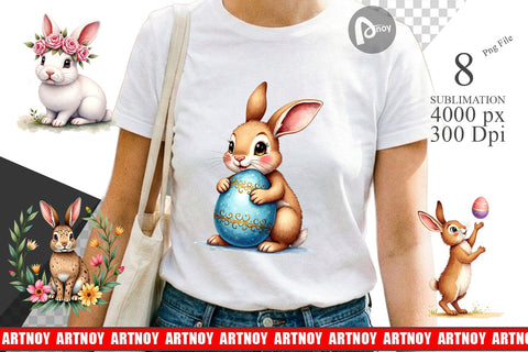 Sublimation Floral Easter Bunny Sublimation artnoy 