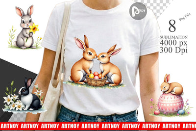 Sublimation Floral Easter Bunny Sublimation artnoy 