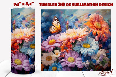 Sublimation floral tumbler wrap / daisy tumbler, wildflowers Sublimation Angelina Semenova 