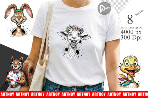 Sublimation Funny Easter Animal Sketch Sublimation artnoy 