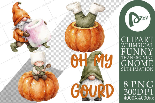 Sublimation Funny Pumpkin Mishap Harvest Gnomes Sublimation artnoy 