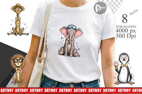 Sublimation Funny Skinny Summer Animal Sublimation artnoy 