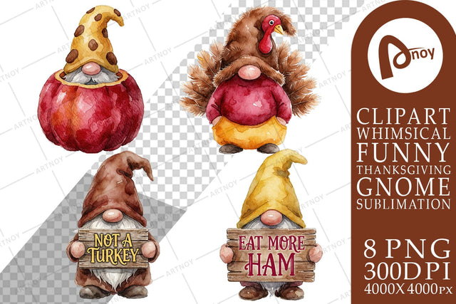 Sublimation Funny Turkey Disguise Holiday Gnomes Sublimation artnoy 