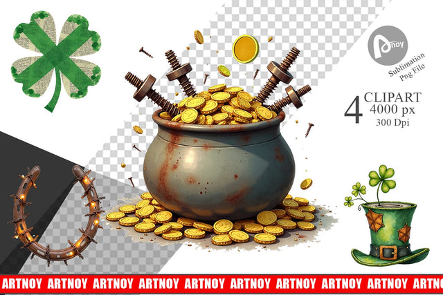 Sublimation Glitch Gold Shamrock Sublimation artnoy 