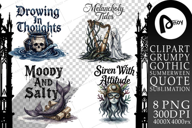 Sublimation Gloomy Siren Goth Summer Quote Sublimation artnoy 