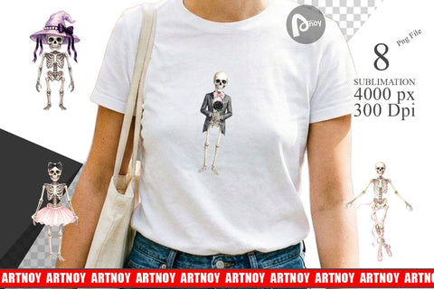 Sublimation Graceful Coquette Skeleton Watercolor Sublimation artnoy 