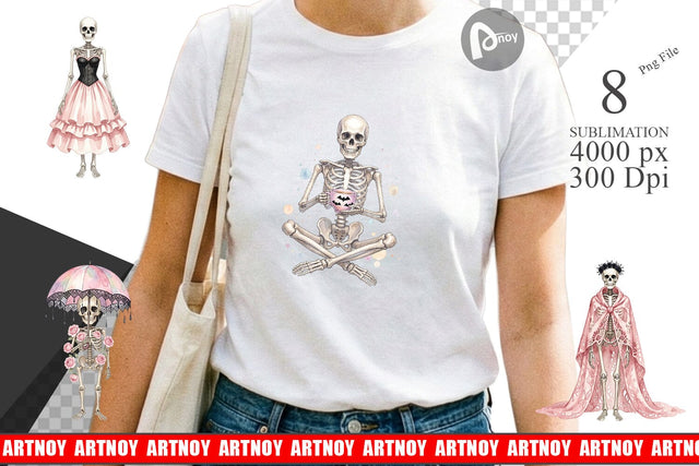 Sublimation Graceful Coquette Skeleton Watercolor Sublimation artnoy 