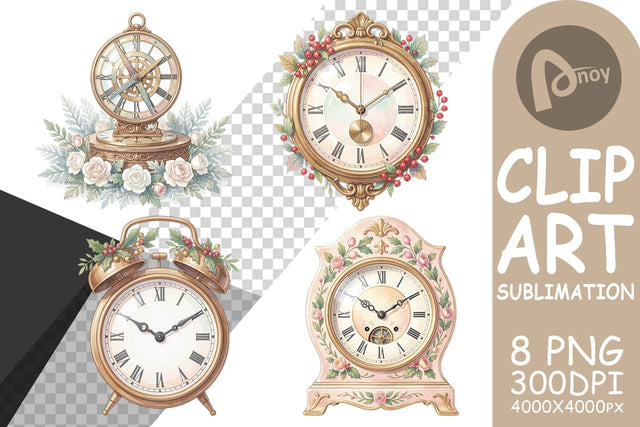 Sublimation Graceful Winter Timepiece Watercolor Sublimation artnoy 