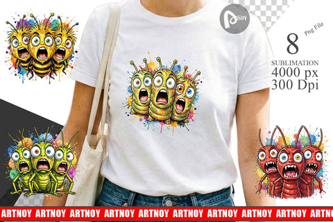 Sublimation Gritty Comic Garden Insects Heatwave Sublimation artnoy 
