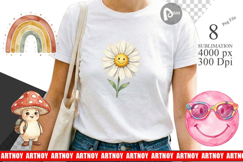 Sublimation Groovy 70s School Nostalgia Watercolor Sublimation artnoy 
