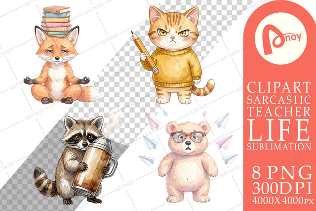 Sublimation Groovy 70s Teacher Animal Watercolor Sublimation artnoy 