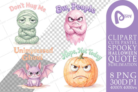 Sublimation Grumpy Anti-Social Halloween Quote Sublimation artnoy 