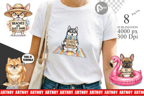 Sublimation Grumpy Beach Dog Sarcastic Watercolor Sublimation artnoy 
