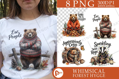 Sublimation Grumpy Bear Badger Hygge Watercolor Quote Sublimation artnoy 