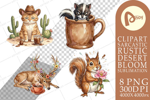 Sublimation Grumpy Desert Coffee Animal Watercolor Sublimation artnoy 