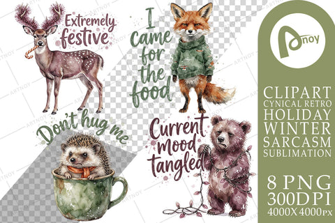 Sublimation Grumpy Forest Christmas Burnout Watercolor SVG artnoy 