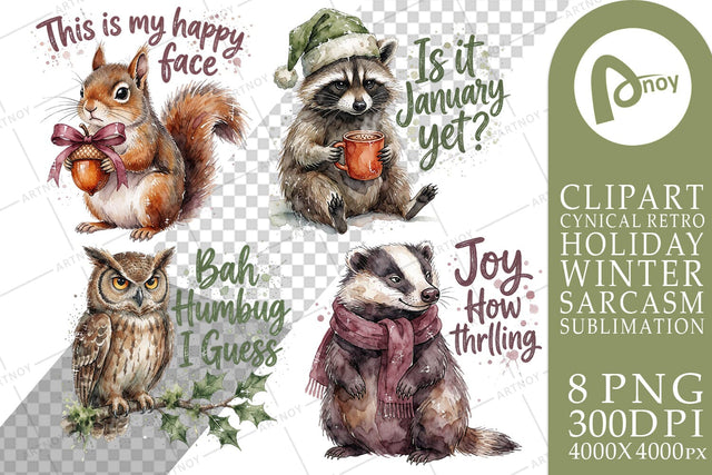 Sublimation Grumpy Forest Christmas Burnout Watercolor SVG artnoy 