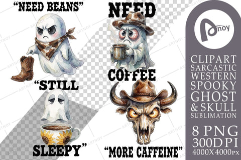 Sublimation Grumpy Morning Coffee Cowboy Ghosts Sublimation artnoy 