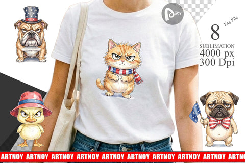 Sublimation Grumpy Patriotic Pets Ink Sublimation artnoy 