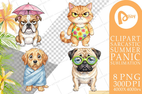 Sublimation Grumpy Summer Pet Watercolor Sublimation artnoy 
