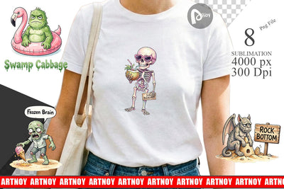 Sublimation Grumpy Summerween Monster Watercolor Sublimation artnoy 