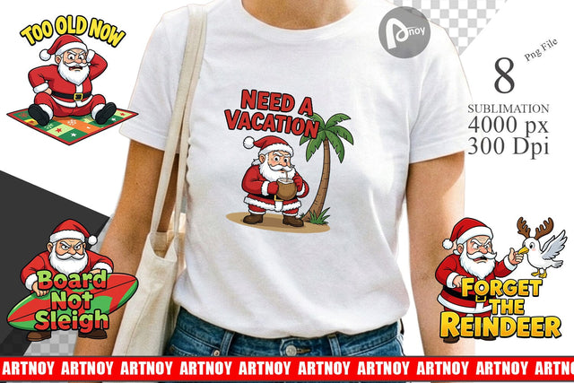 Sublimation Grumpy Surfer Santa Sarcastic Quotes Sublimation artnoy 