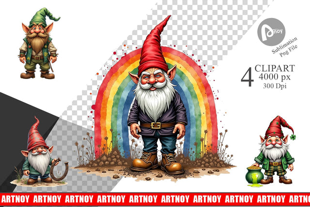 Sublimation Grunge Shamrock Gnome Sublimation artnoy 