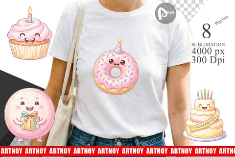 Sublimation Happy Round Sweet Treats Watercolor Sublimation artnoy 