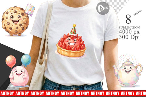 Sublimation Happy Round Sweet Treats Watercolor Sublimation artnoy 