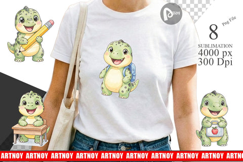 Sublimation Happy School Dino Pal Watercolor Sublimation artnoy 