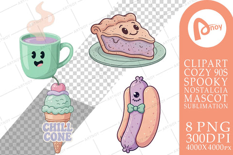 Sublimation Haunted 90s Pastel Diner Mascots Sublimation artnoy 