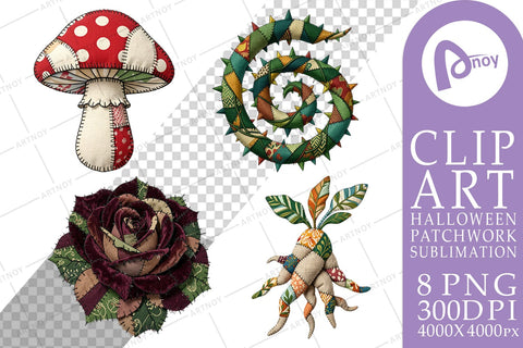 Sublimation Haunted Harvest Botanical Patchwork Sublimation artnoy 