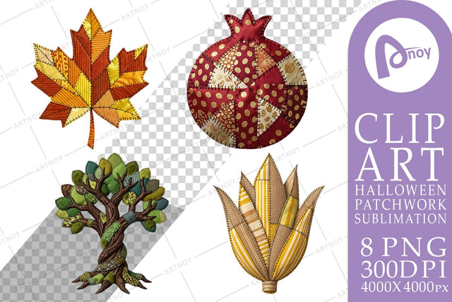 Sublimation Haunted Harvest Botanical Patchwork Sublimation artnoy 