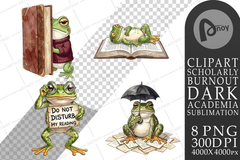 Sublimation Introvert Frog Dark Academia Watercolor Sublimation artnoy 