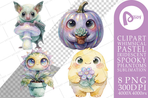 Sublimation Iridescent Spooky Garden Ghost Friends Sublimation artnoy 