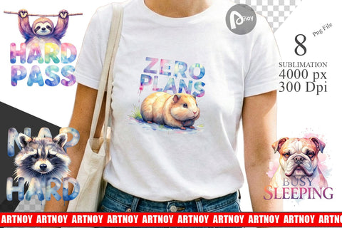 Sublimation Lazy Cute Animals Sublimation artnoy 