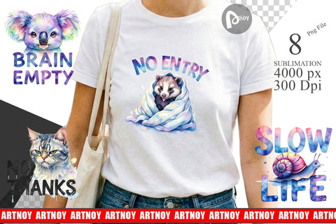 Sublimation Lazy Cute Animals Sublimation artnoy 