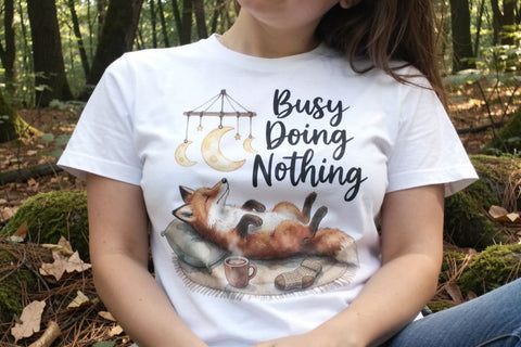 Sublimation Lazy Fox Cozy Hygge Watercolor Quote Sublimation artnoy 