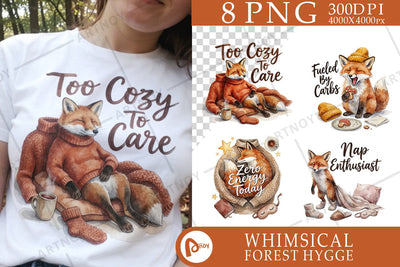 Sublimation Lazy Fox Cozy Hygge Watercolor Quote Sublimation artnoy 